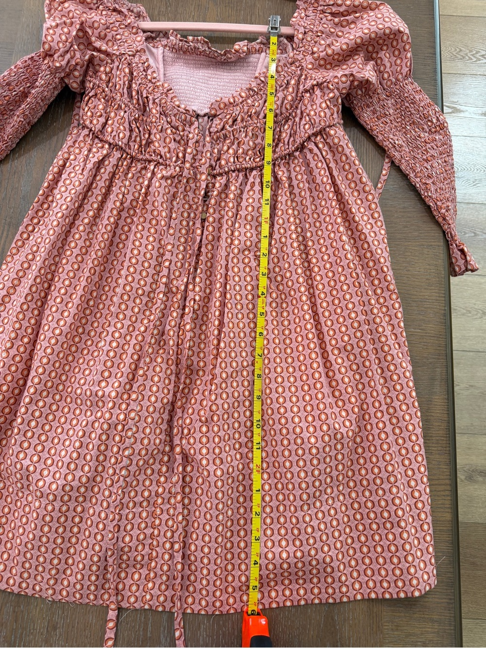 Free People Dusty Pink Geo Smocked Babydoll Mini Dress - Picture 10 of 11